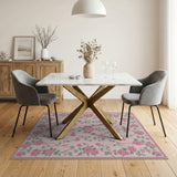 Blush Pink Peony Floral Floral Vintage Area Rug