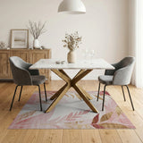 Blush Pink Golden Leaf Area Rug