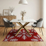 Red Snowflake Festive Red Snowflake Area Rug