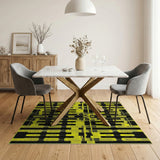 Bold Yellow Geometric Grid Modern Area Rug