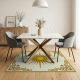 Floral Vintage Ornate Golden Sunburst Area Rug