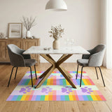 Kids Cartoon Multi-color and Patterns Rainbow Paw Print Kids Area Rug