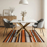 Bold Orange Brown Striped Area Rug