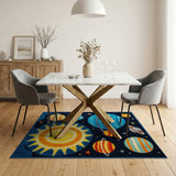 Kids Solar System Space Adventure Area Rug