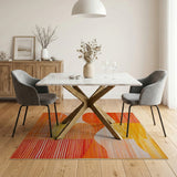 Orange Vibrant Orange Yellow Geometric Area Rug