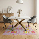 Playful Pink Easter Egg Pattern Area Rug
