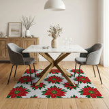 Floral Vintage Red Festive Red Poinsettia Floral Area Rug