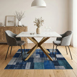 Blue Teal Geometric Patchwork Blue and Teal Area Rug