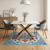 Vibrant Multi-Color Persian Floral Mandala Rug