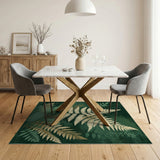 Vintage Fern Emerald Green Area Rug