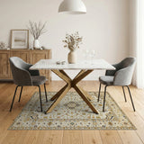 Beige and Neutral Traditional Persian Ivory Persian Medallion Area Rug