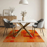Vibrant Orange Geometric Abstract Area Rug