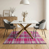 Distressed Vintage Distressed Pink Plaid Area Rug