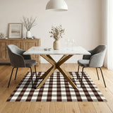 Brown Checkered Farmhouse Area Rug