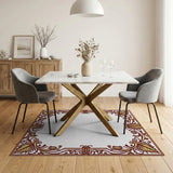 Ornate Gold Palmette Border Area Rug