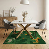Green Jungle Safari Kids Area Rug with Giraffes Lion