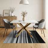 Black and White Black White Striped Distressed Vintage Area Rug