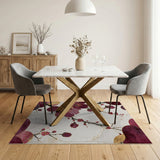 ODIKA Washable Oriental Plum Blossom Area Rug - Low Pile Non-Slip Floral Home Decor