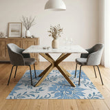 Blue Peony Floral Area Rug
