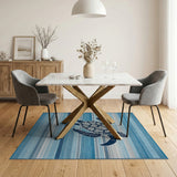 Sea Turtle Striped Blue Area Rug