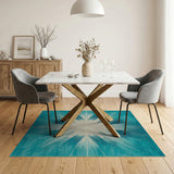 Blue and Teal Starburst Geometric Area Rug