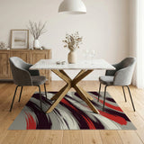 Bold Black Red Grey Brushstroke Area Rug