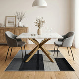 Bold Black White Geometric Woven Area Rug