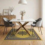 Ornate Gold Medallion Floral Area Rug