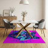 Geometric Modern Multi-color and Patterns Neon Cyber Wolf Head Area Rug