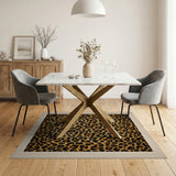 Bold Black Gold Leopard Print Area Rug