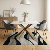 Abstract Area Abstract Wave Black White Area Rug
