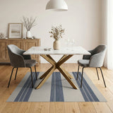 Navy and Cream Striped Coastal Area Rug