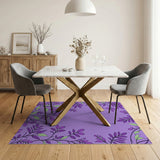 Purple Foliage Frame Area Rug