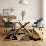 Whimsical Black Cats Abstract Area Rug