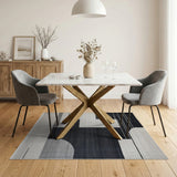 Geometric Modern Abstract Geometric Black White Area Rug