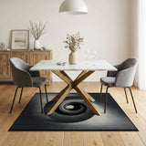 Hypnotic Spiral Black White Geometric Area Rug