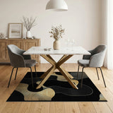 ODIKA Modern Abstract Gold and Black Washable Rug, Non-Slip Low Pile Area Rug