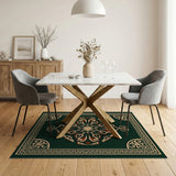 Green Traditional Persian Elegant Green Persian Medallion Area Rug