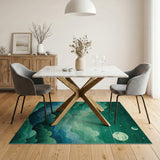 Emerald Night Sky Area Rug with Moon Clouds