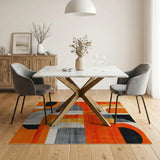 Orange Bold Orange Geometric Abstract Area Rug