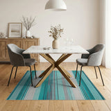 Teal Striped Coastal Woven Area Rug