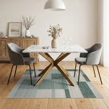Geometric Modern Blue and Teal Teal Geometric Block Area Rug