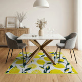 Yellow Zesty Lemon Fruit Pattern Area Rug