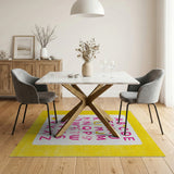 Sunny Yellow Kids Alphabet Rug with Pink Letters