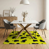 Yellow Playful Black Cats on Sunny Yellow Area Rug