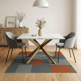 Bold Geometric Grey Orange Block Area Rug