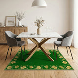 Golden Shamrock Border Green Area Rug