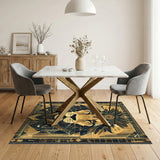 Gold Geometric Lion Area Rug