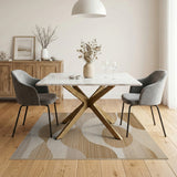 Beige and Neutral Beige Neutral Abstract Wave Area Rug