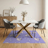 Purple Sleepy Cat Crescent Moon Kids Rug